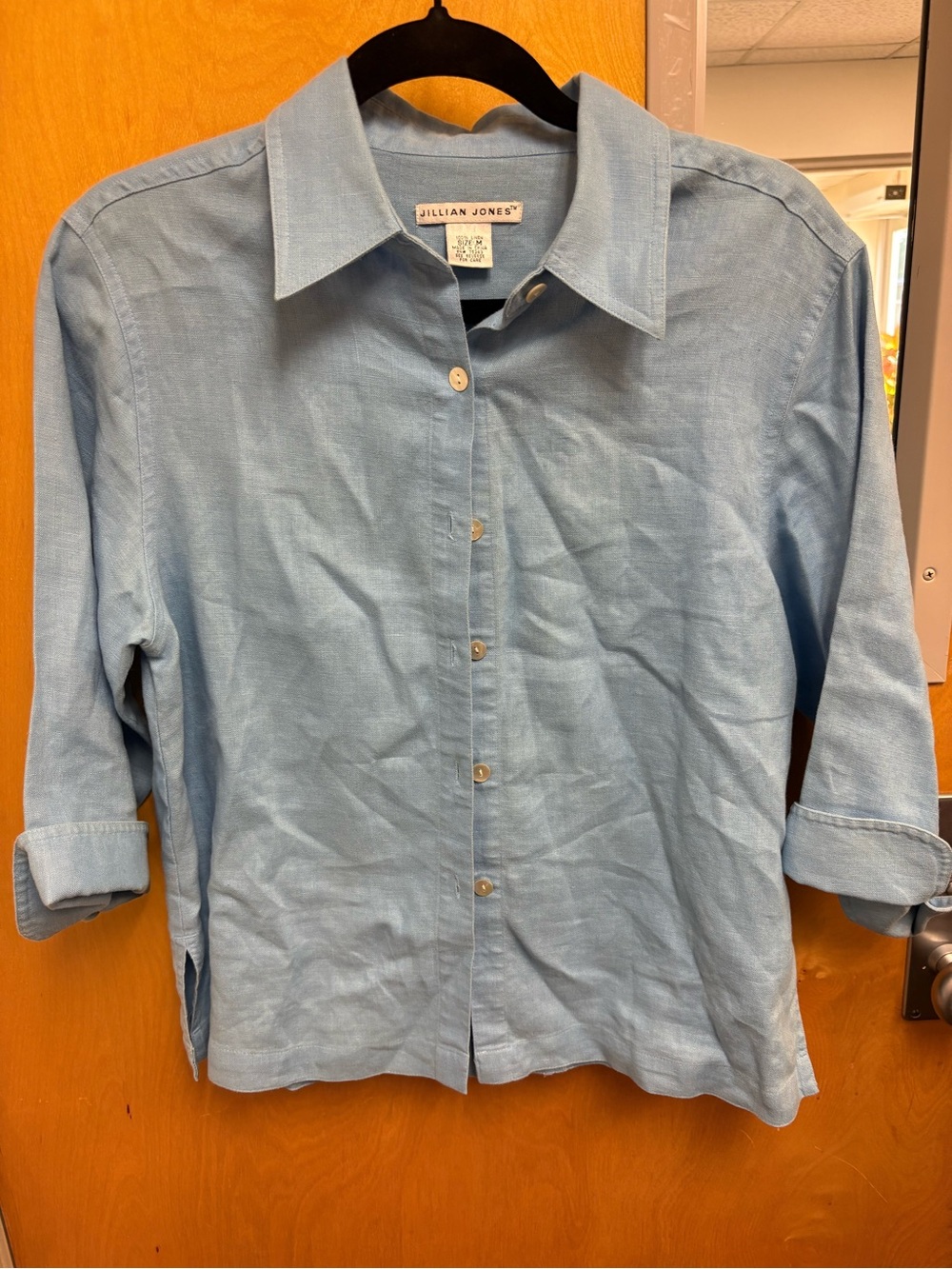 Jillian Jones Light Blue Button-Up Women’s 100% Linen SZ M